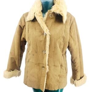 Vintage 90's Murano Faux Suede & Fur Coat jacket Women's  M 3696